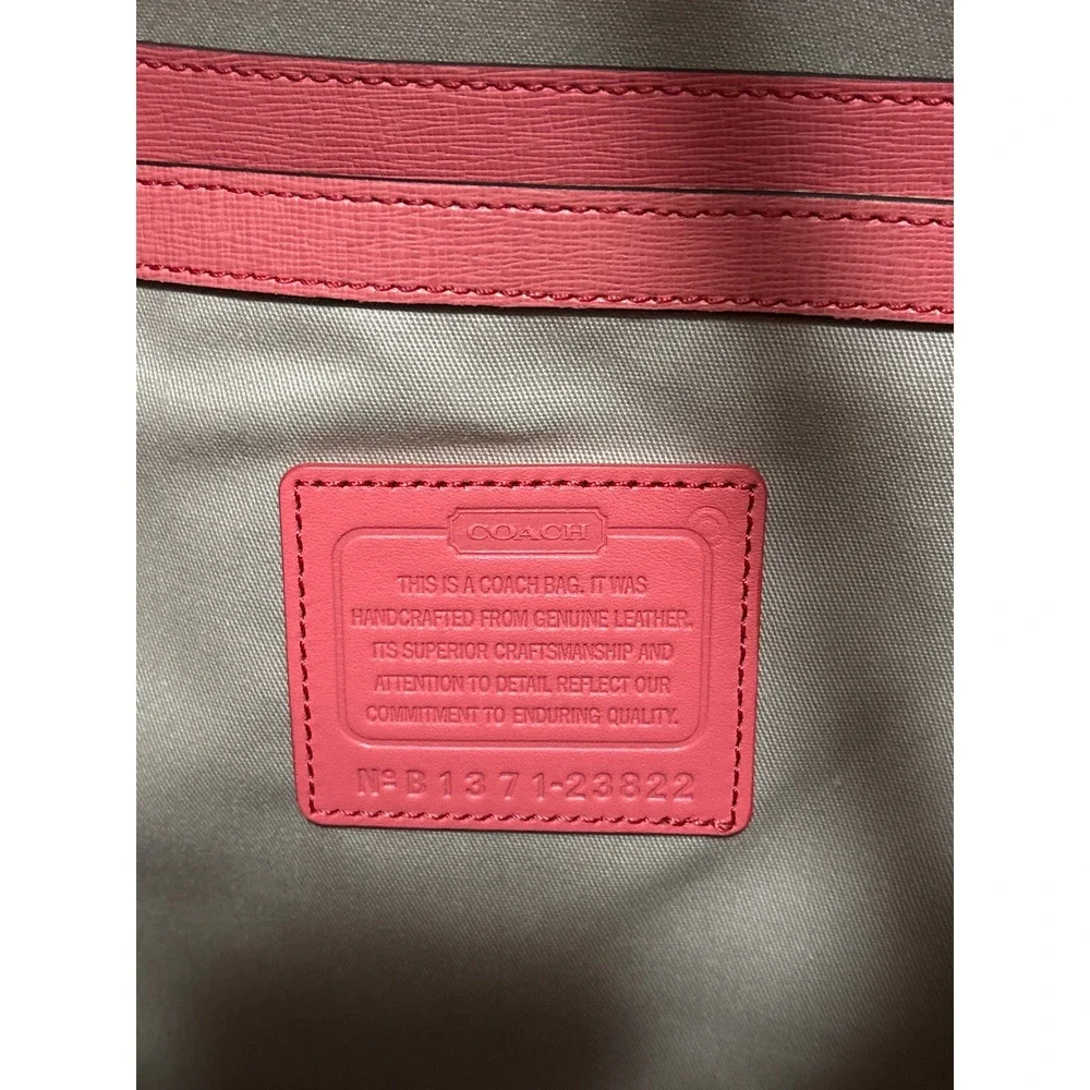 Coach Metro Tote Coral Pink Crossgrain Leather Shoulder Carryall Bag Work Laptop